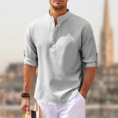 Cassien | Chemise Col Montant Pour Hommes | Manches Longues