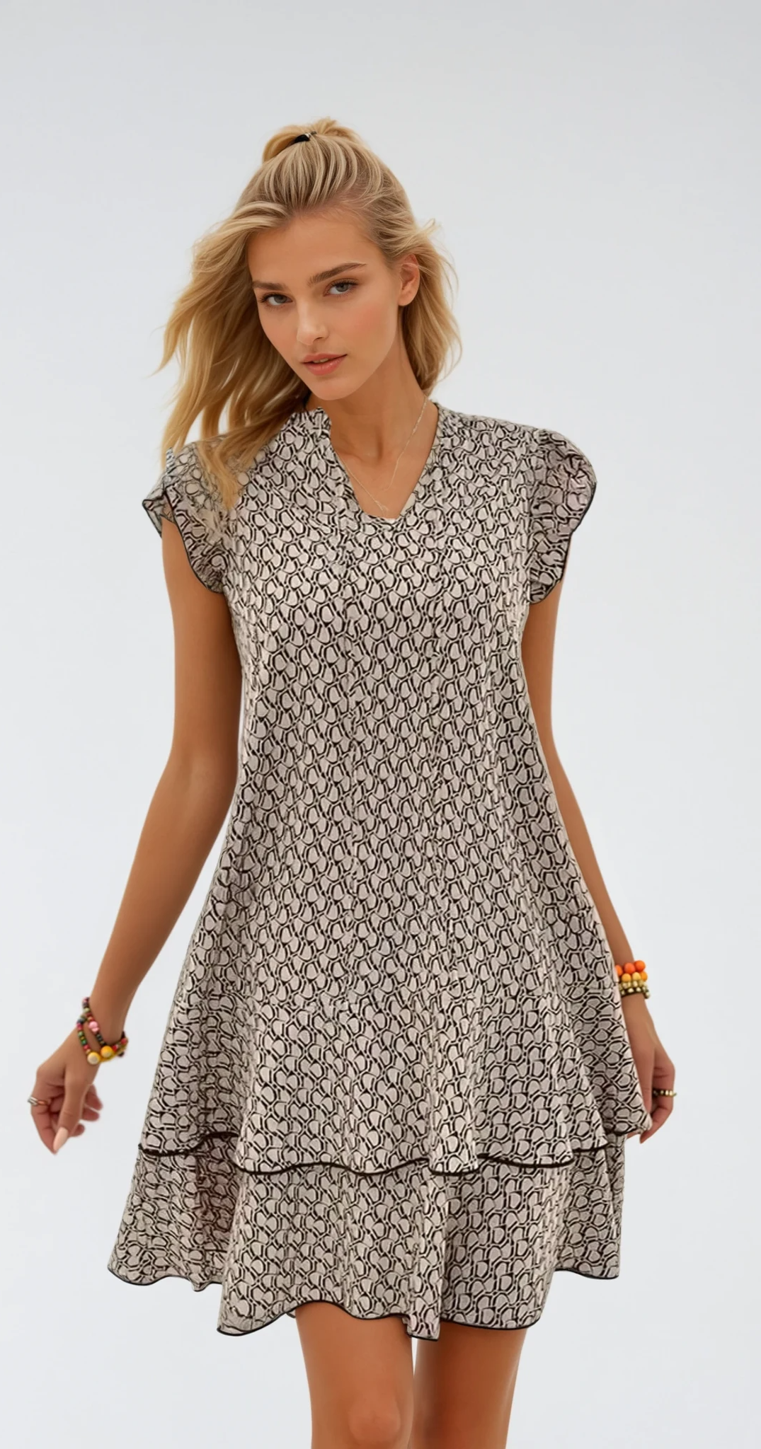 Lina - Robe midi élégante en tissu fluide
