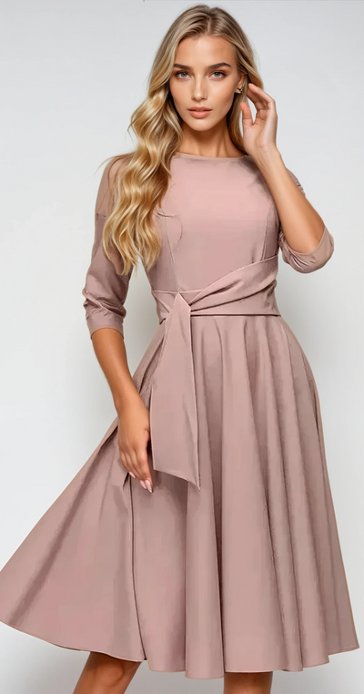Anna - Robe midi élégante avec détails de nœuds