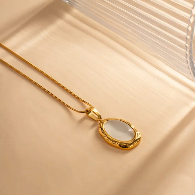 Collier en opale fait main | Or plaqué 14 carats