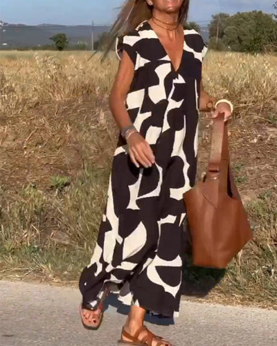 Juliette - Robe maxi col V imprimée et manches papillon
