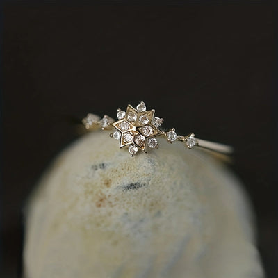 Bague en forme de flocon de neige en vieil argent .925