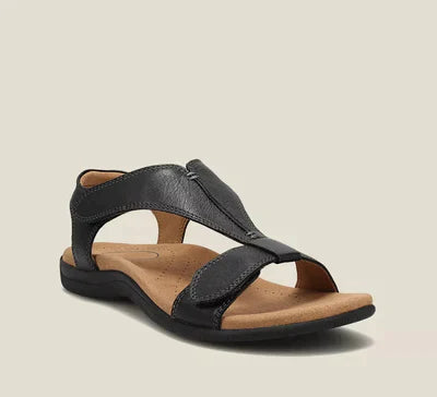 Sandales en Cuir Femme à Bout Ouvert avec Brides Réglables