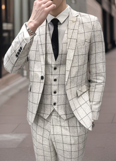 Foster | Costume 3 Pièces à Carreaux Pour Homme | Élégant