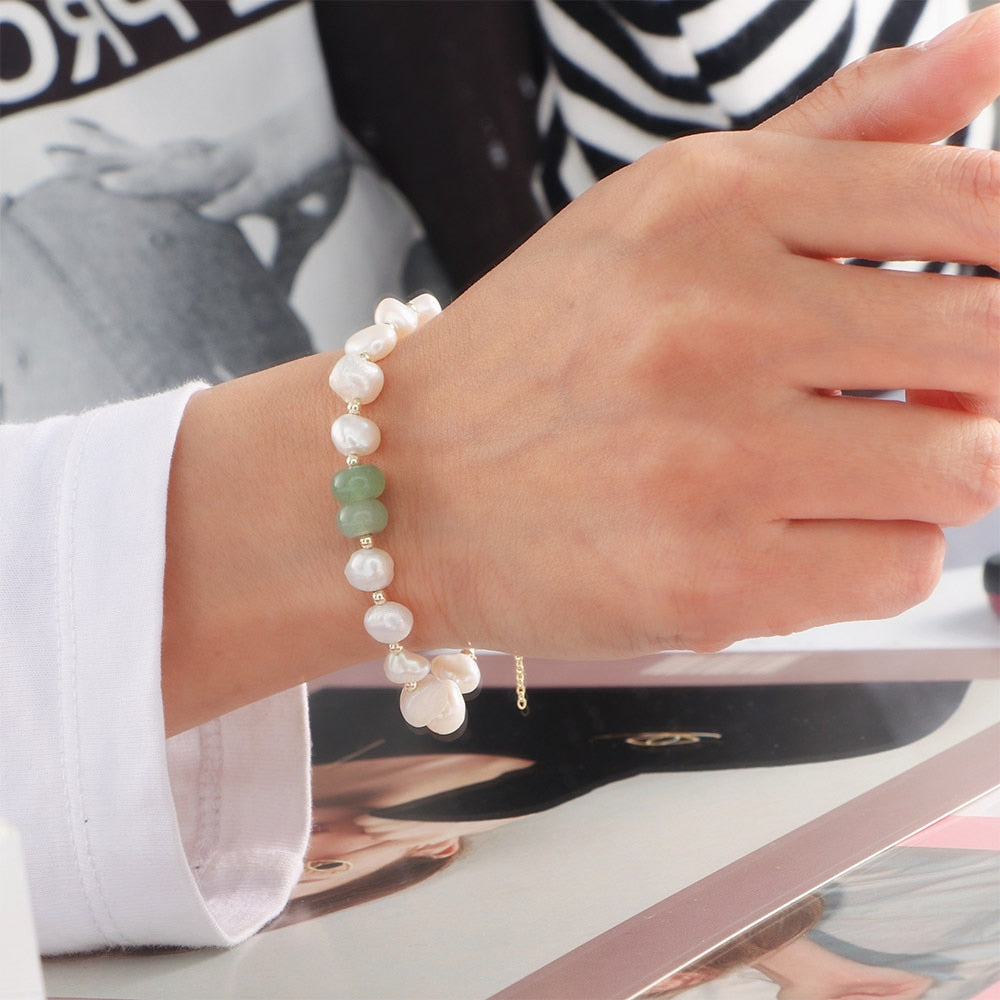 Bracelet de perles d'eau douce et d'aventurine
