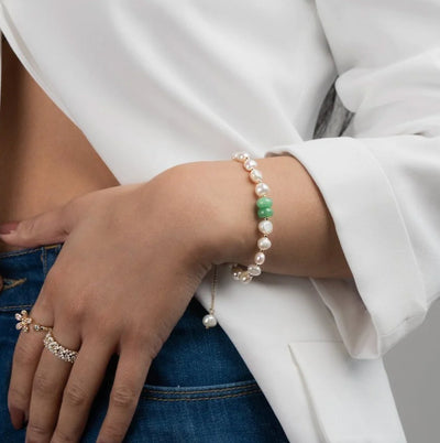 Bracelet de perles d'eau douce et d'aventurine