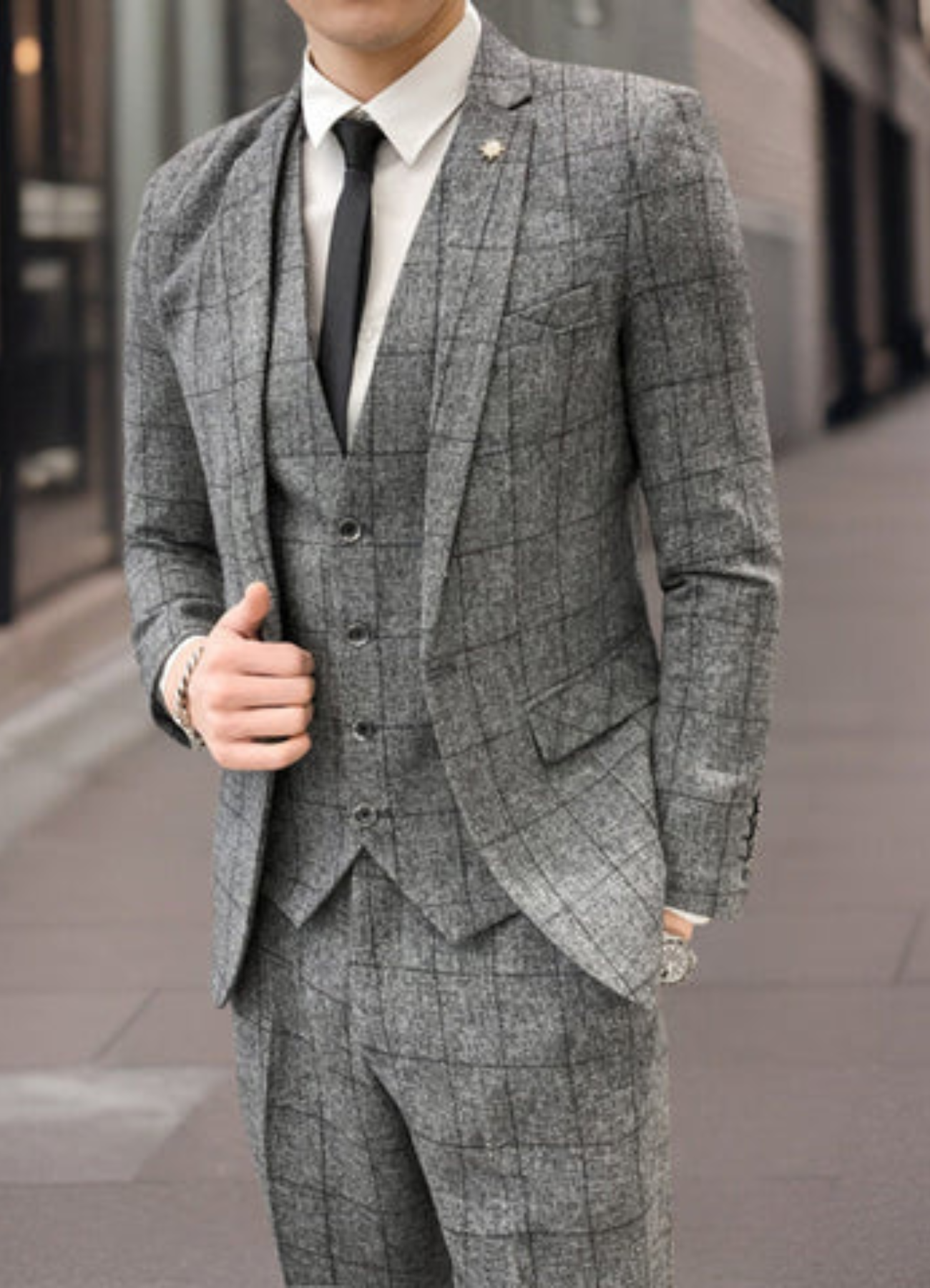 Foster | Costume 3 Pièces à Carreaux Pour Homme | Élégant