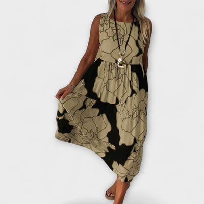 Robe midi à fleurs avec jupe en volants