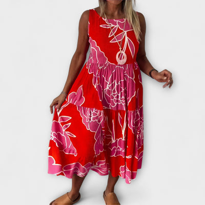 Robe midi à fleurs avec jupe en volants