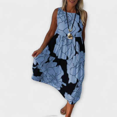 Robe midi à fleurs avec jupe en volants