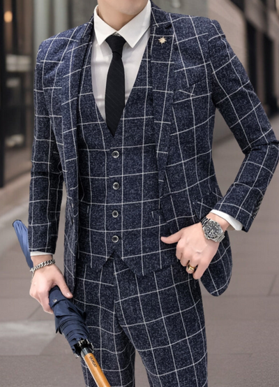 Foster | Costume 3 Pièces à Carreaux Pour Homme | Élégant