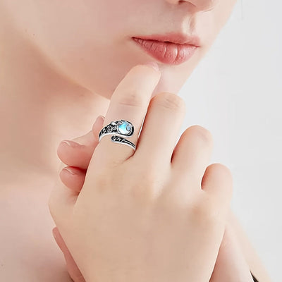 Bague poulpe en pierre de lune