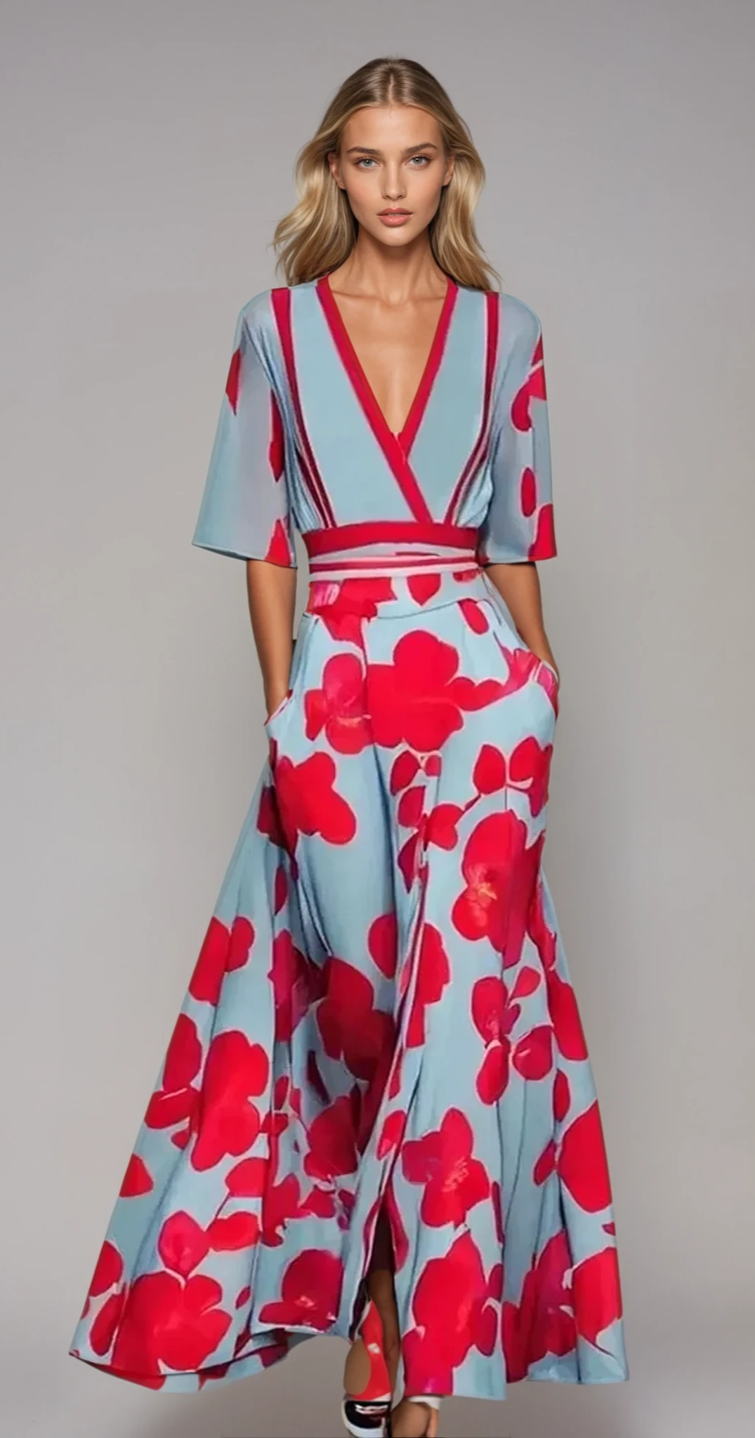 Gisèle - Robe maxi élégante en tissu fluide