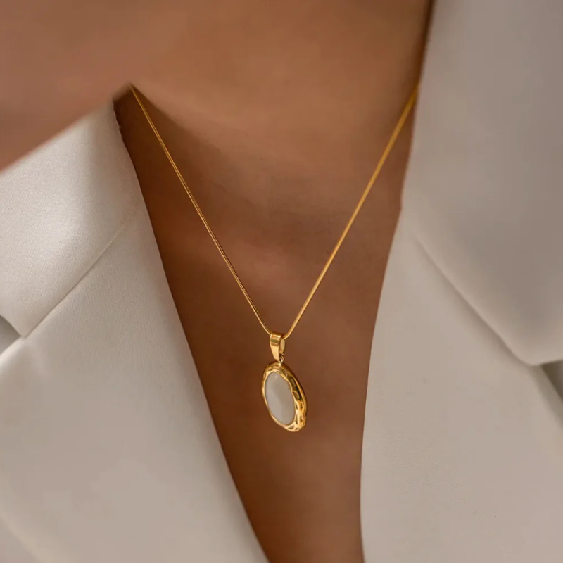 Collier en opale fait main | Or plaqué 14 carats