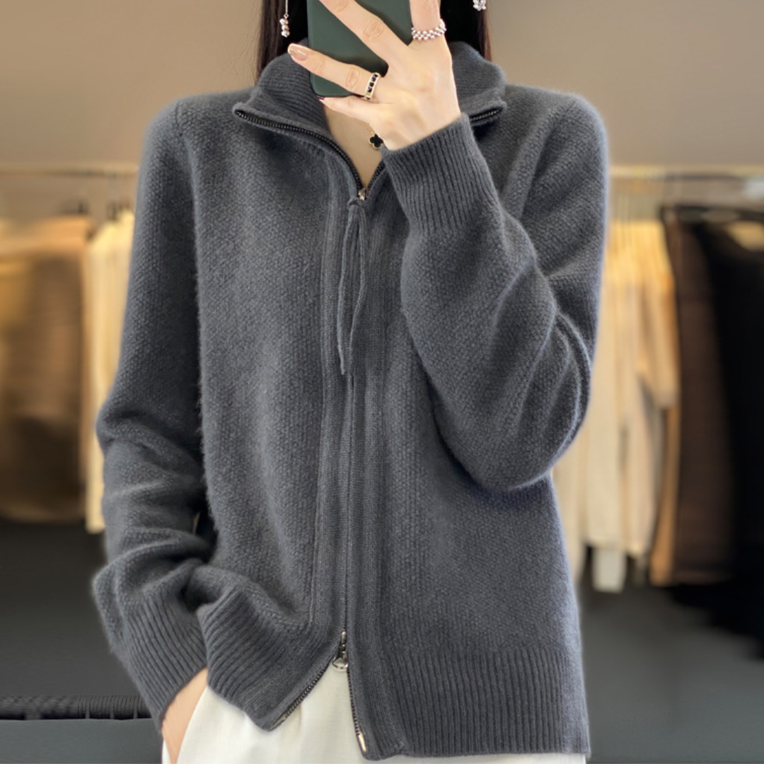 Atelier de Roche™ | Cardigan zippé en cachemire 100% laine