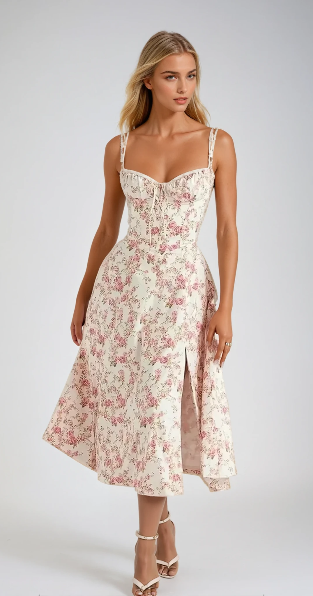 Fabiola - Robe bustier midi avec corsage et bretelles