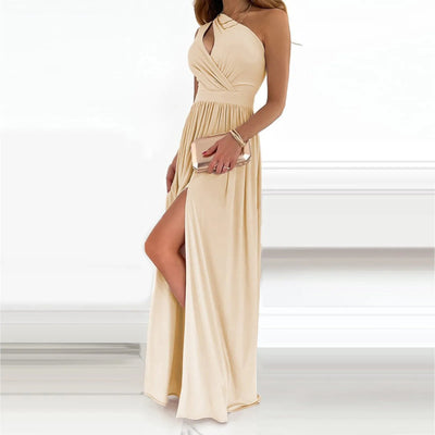 VELAVIE – Femme Robe Asymétrique Fendue Élégante & Audacieuse
