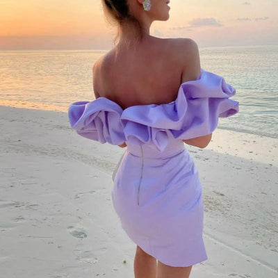 VELAVIE – Femme Robe Asymétrique Longue avec Fente Discrète