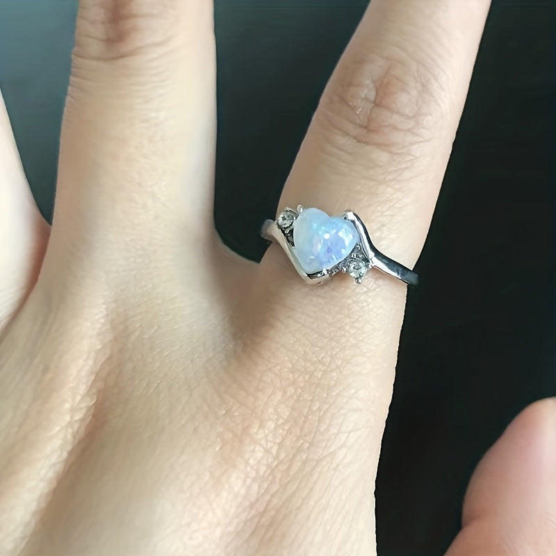 Bague cœur en pierre de lune