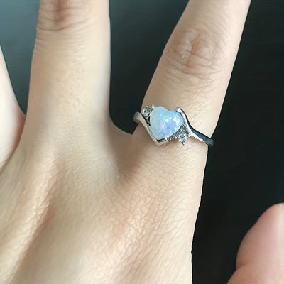 Bague cœur en pierre de lune