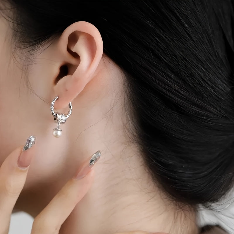 🇫🇷 Boucles d’oreilles design français des années 50 en vieil argent .925