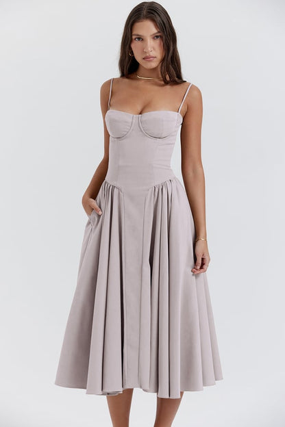 Tulum – Robe Midi Bustier Sans Manches