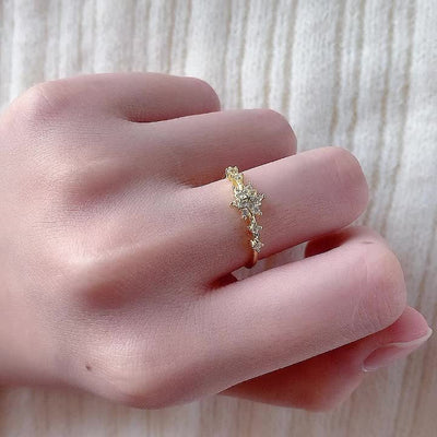 Bague en forme de flocon de neige en vieil argent .925