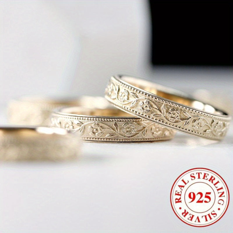🇫🇷 Bague antique gravée de motifs français, en argent et plaqué or