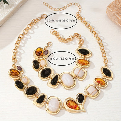 Parure collier et bracelet en or 18K avec pierres précieuses