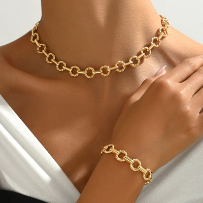 Ensemble élégant 2 pièces – Collier et bracelet maillons