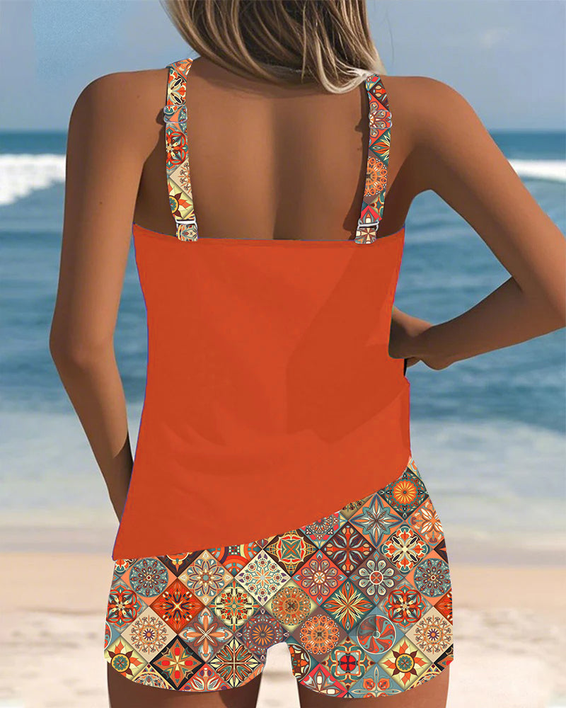 Tankini Sans Manches Pantalon de Plage Deux Pièces