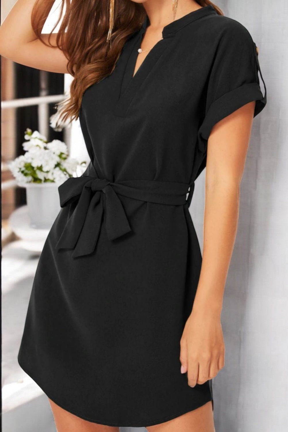 Léna - Robe à manches notch et coupe aérée
