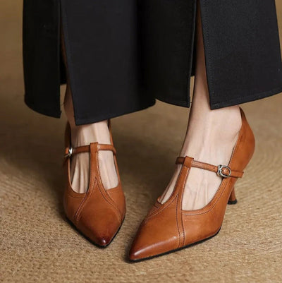 Talons à barre en T pour femmes, finition lisse et élégante - Celestine