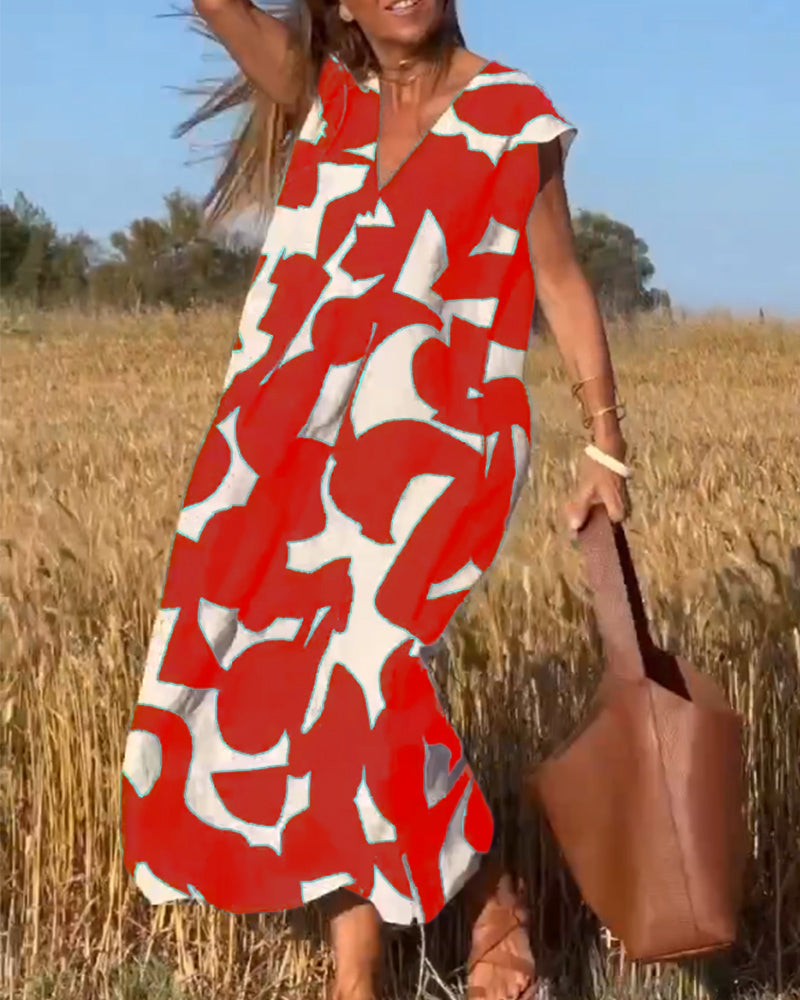 Juliette - Robe maxi col V imprimée et manches papillon