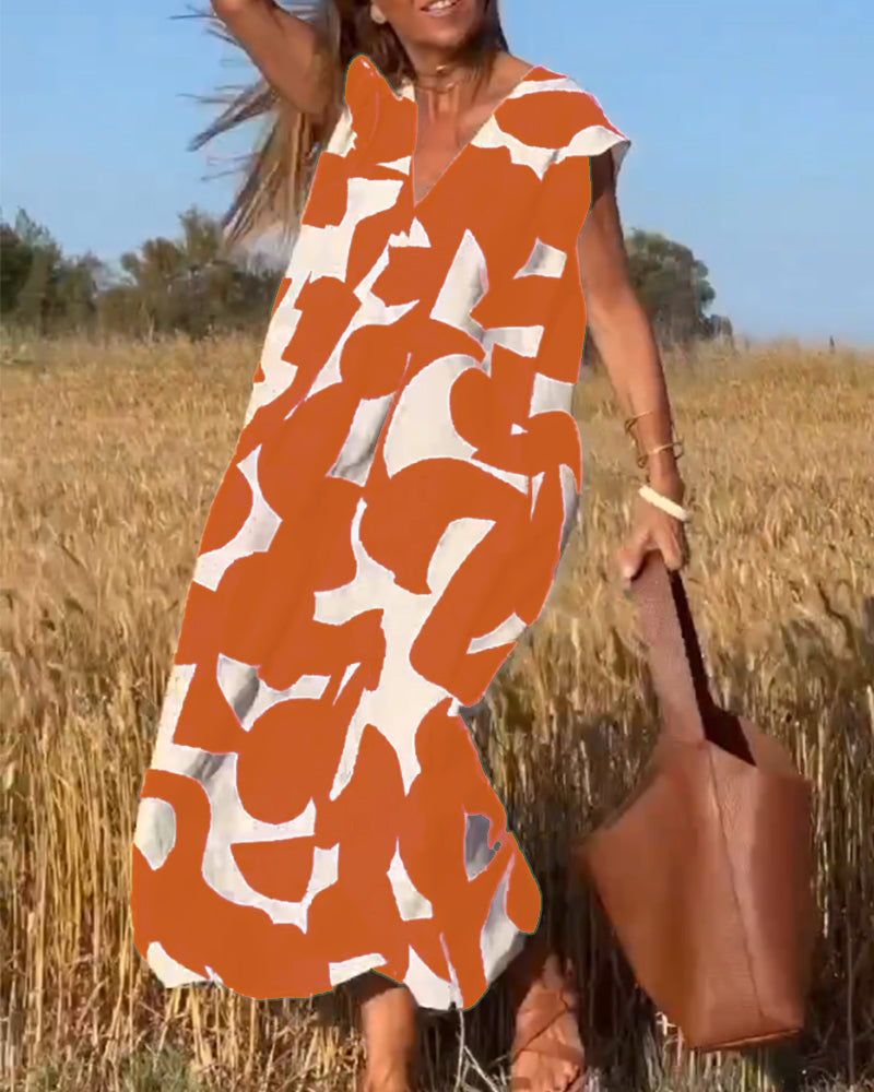 Juliette - Robe maxi col V imprimée et manches papillon