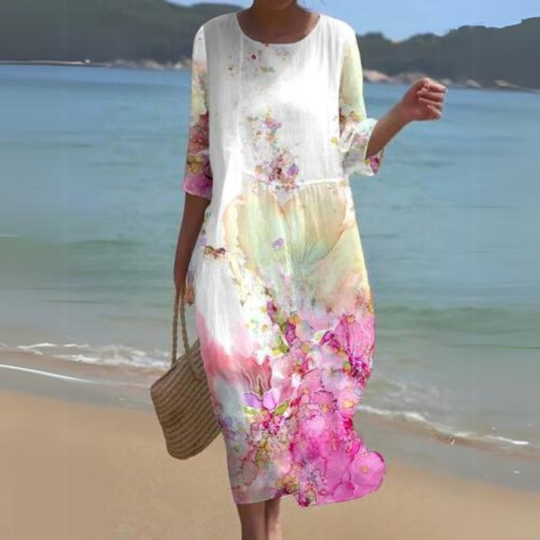 Colette - Robe midi élégante et intemporelle avec ceinture à la taille