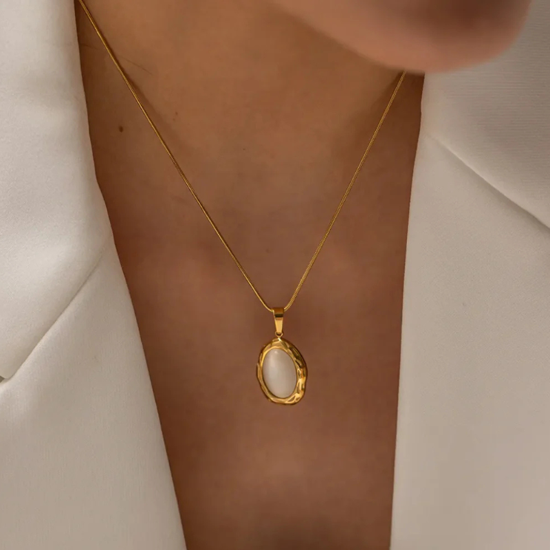 Collier en opale fait main | Or plaqué 14 carats