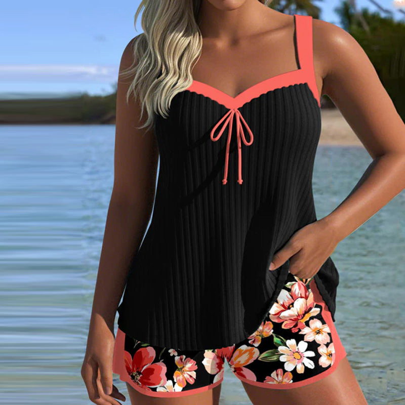 Tankini V-Ringé Imprimé Boxer de Sport