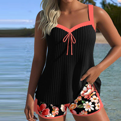 Tankini V-Ringé Imprimé Boxer de Sport