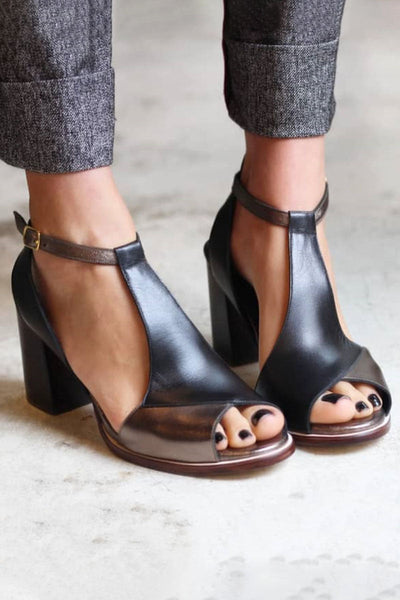 Siena | Sandales patchwork noires