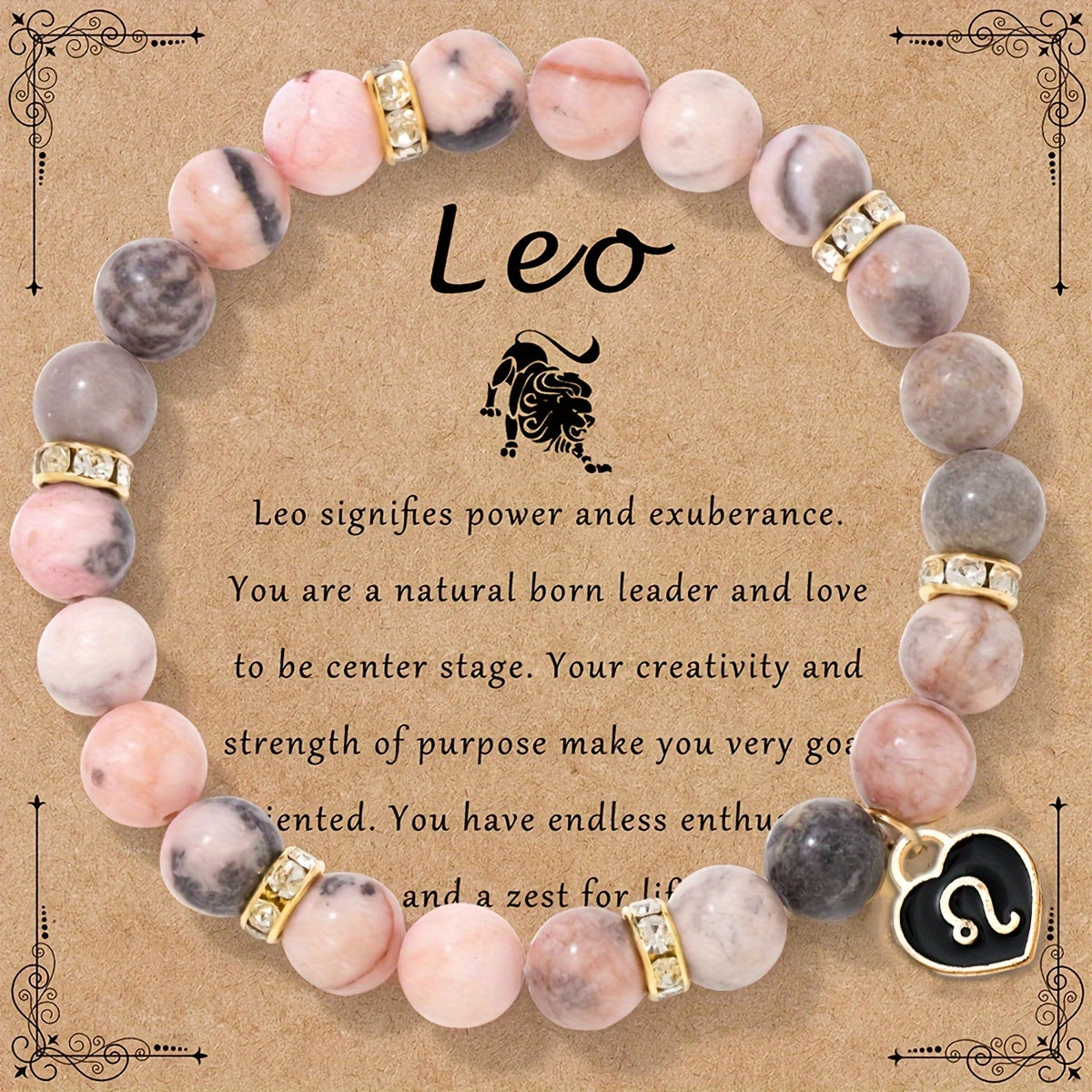 Bracelet Élastique en Pierre Naturelle avec Signe du Zodiaque