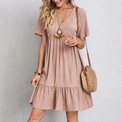 Léa – V-Ausschnitt Mini Kleid aus leichtem Stoff