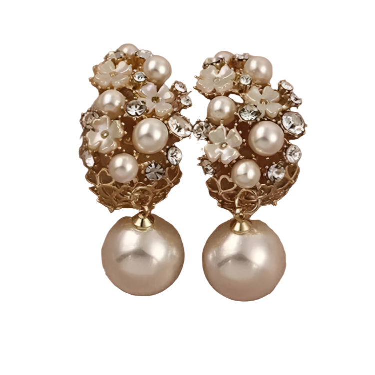 Boucles d’Oreilles Fleur Élégantes avec Perles