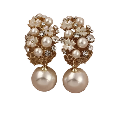 Boucles d’Oreilles Fleur Élégantes avec Perles
