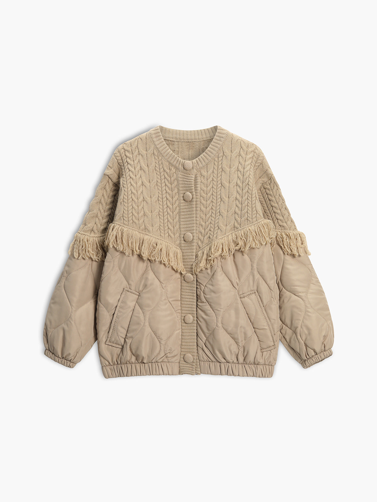 AtelierDeRoche™ | Veste matelassée en tricot torsadé patchwork