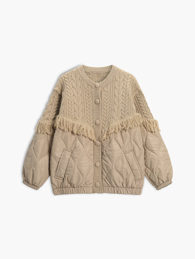 AtelierDeRoche™ | Veste matelassée en tricot torsadé patchwork