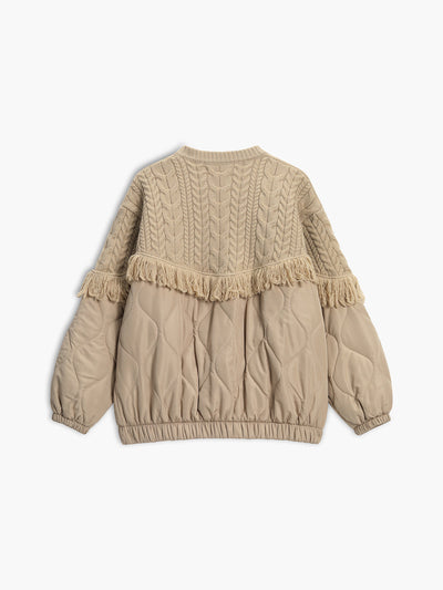 AtelierDeRoche™ | Veste matelassée en tricot torsadé patchwork
