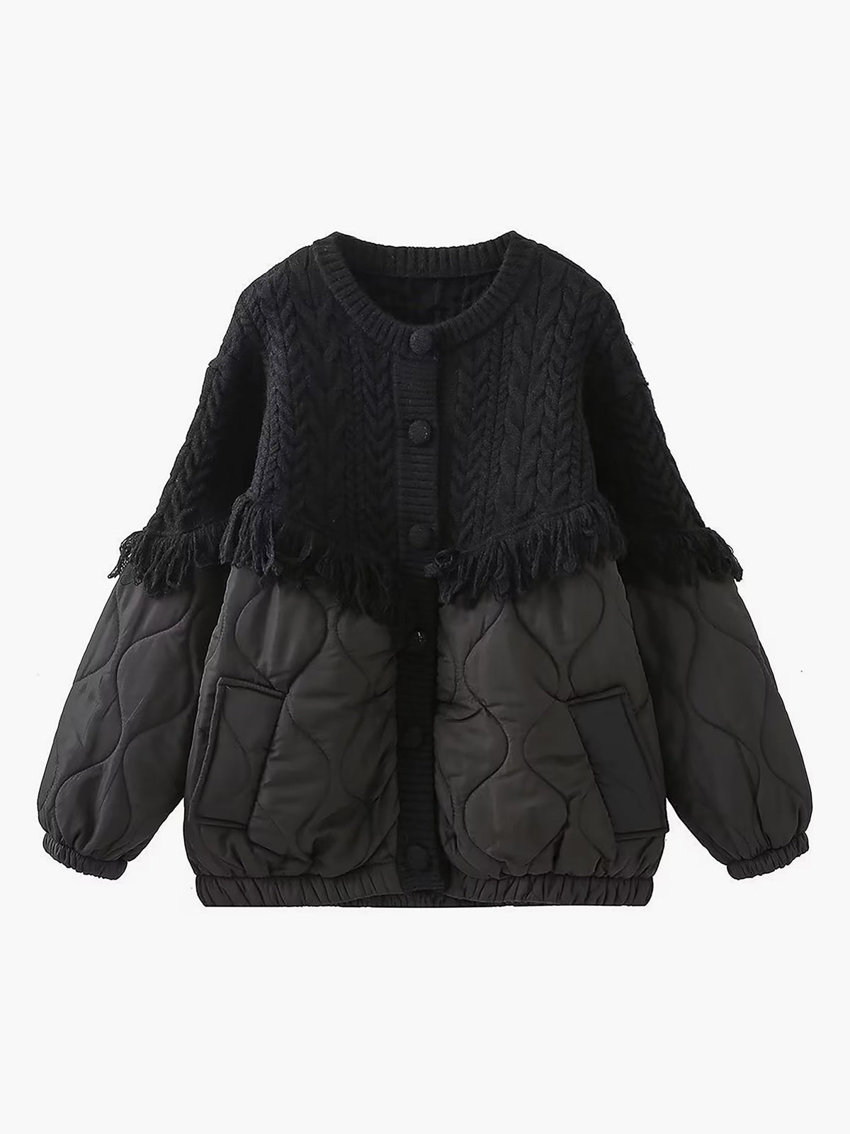 AtelierDeRoche™ | Veste matelassée en tricot torsadé patchwork