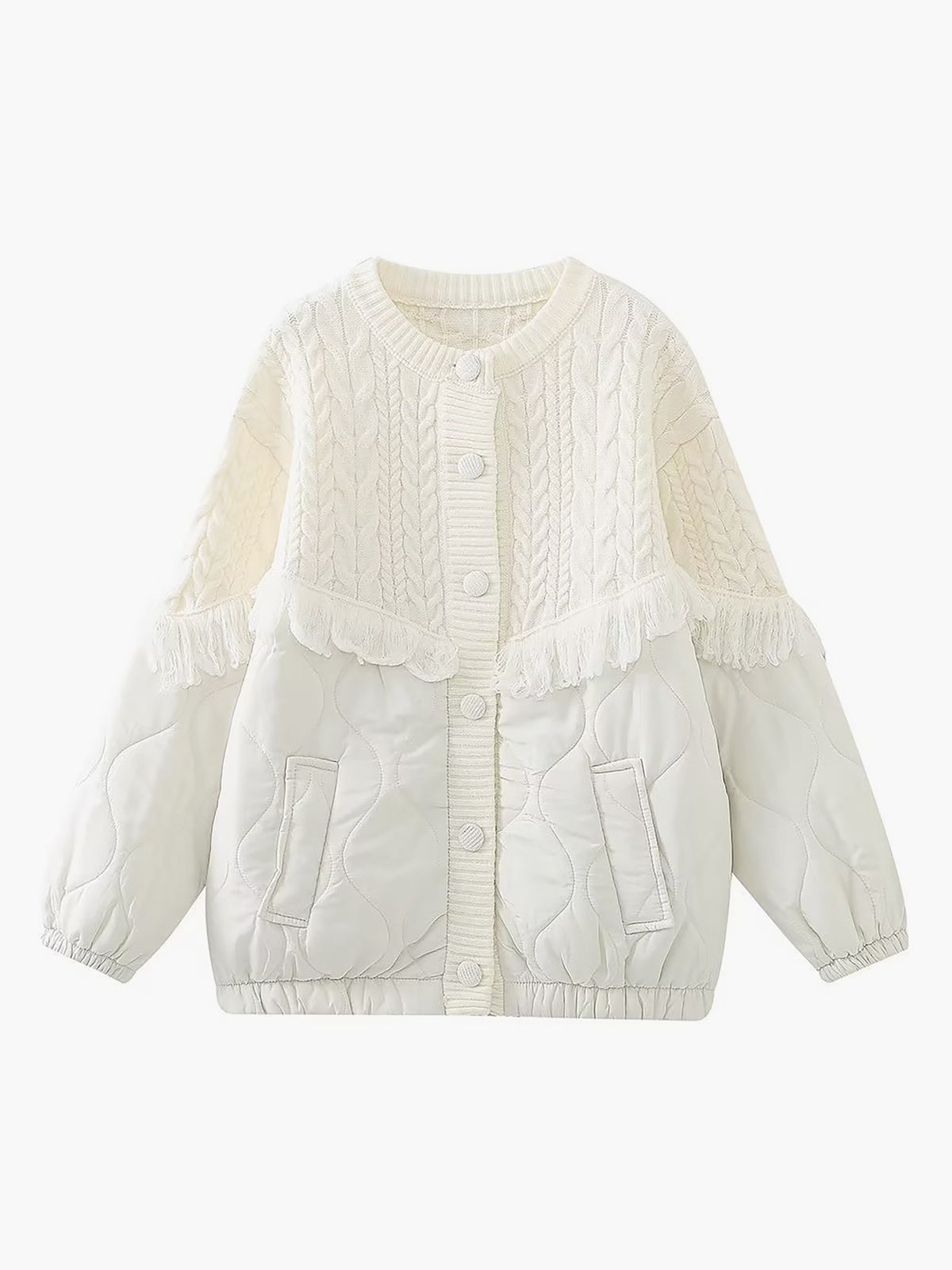 AtelierDeRoche™ | Veste matelassée en tricot torsadé patchwork