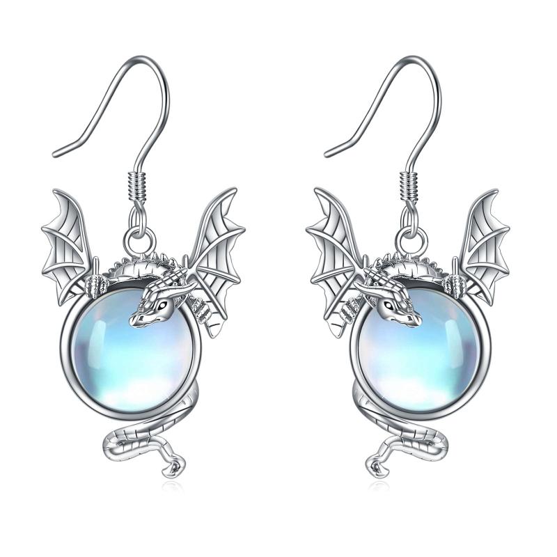 Boucles d’oreilles dragon en pierre de lune